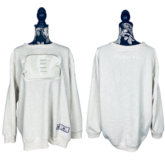 NFL Ultra Game beige Cincinnati Bengals oversized crewneck sweater size XL - Picture 1 of 12